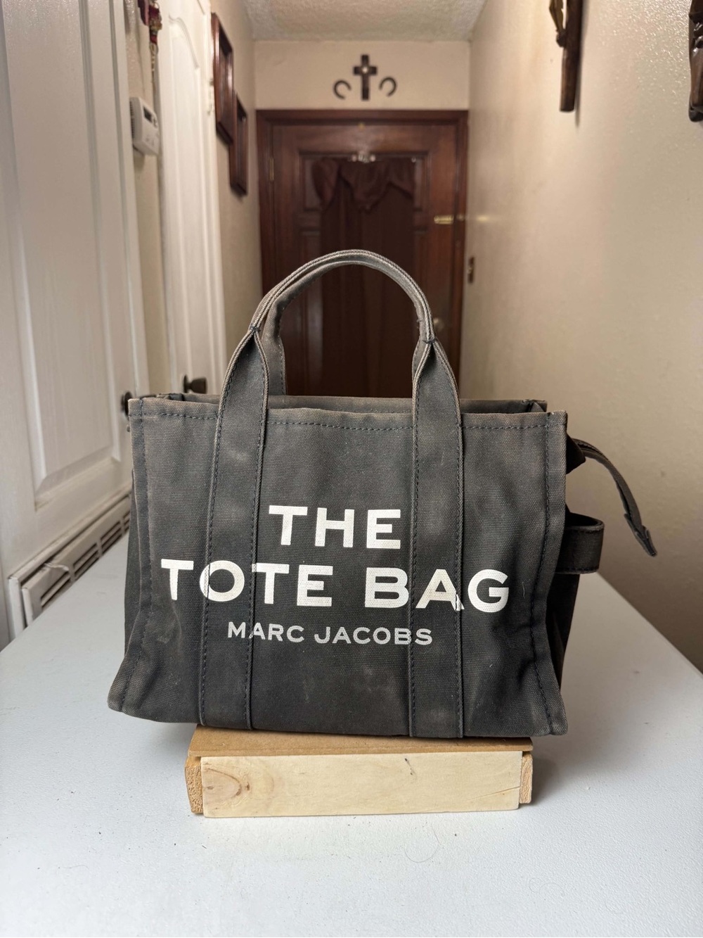 Marc Jacobs The Tote Bag Black Canvas Crossbody Tote Bag